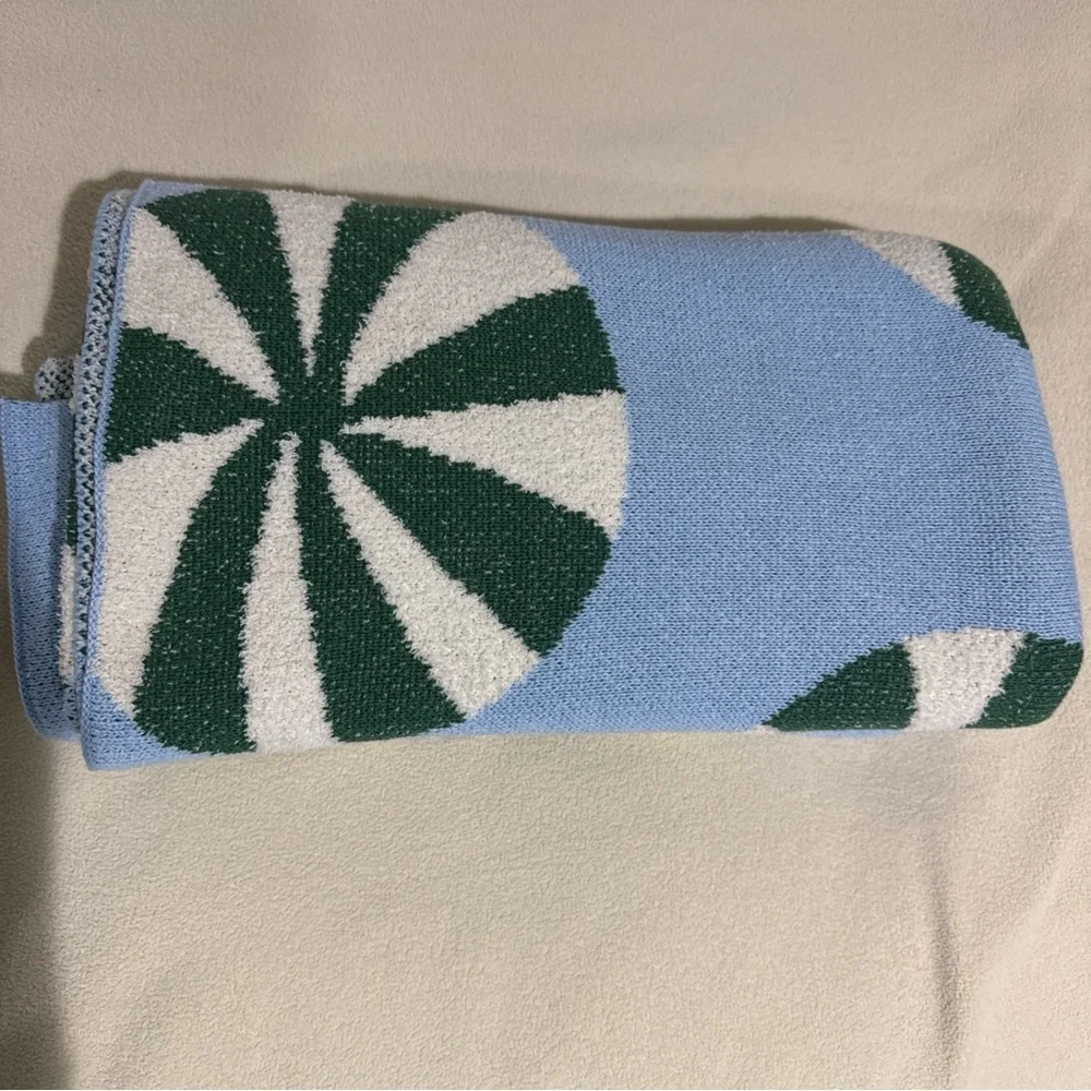 Anthropologie Blue and Green Knit Throw